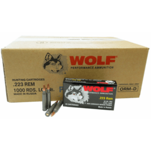 223 5.56×45 Ammo 55gr FMJ Wolf Performance 1000 Round Case