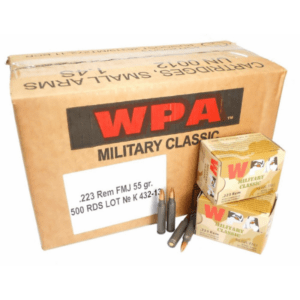 223 5.56×45 Ammo 55gr FMJ Wolf WPA Military Classic 500 Round Case