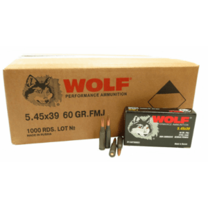 5.45×39 Ammo 60gr FMJ Wolf Performance 1000 round case