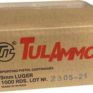 TulAmmo 9mm Luger 115 grain Full Metal Jacket (FMJ) Steel Casing Centerfire Pistol Ammunition TA919150-CS Caliber: 9mm Luger, Number of Rounds: 1000,